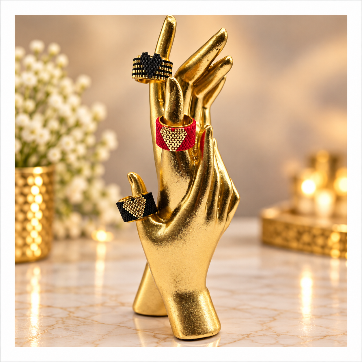 Handgefertigter Herzring – goldfarben